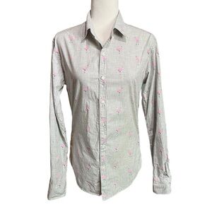 BONOBOS 🦩pink flamingo coastal beach slim fit long sleeve shirt